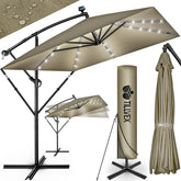 Tillvex® LED Parasol - Rechthoekig - 235x235cm - Verstelbaar - Bruin •